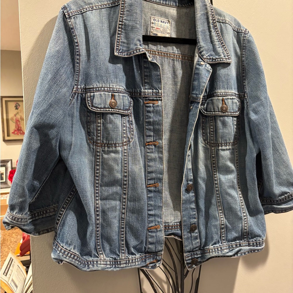 Vintage Old Navy Women's Light Blue Jean Jacket XL